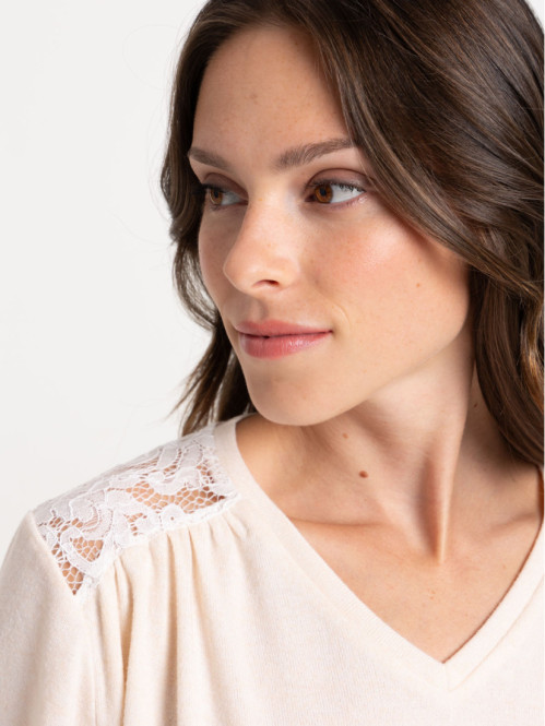 T-shirt écru chiné femme T-shirt écru chiné femme