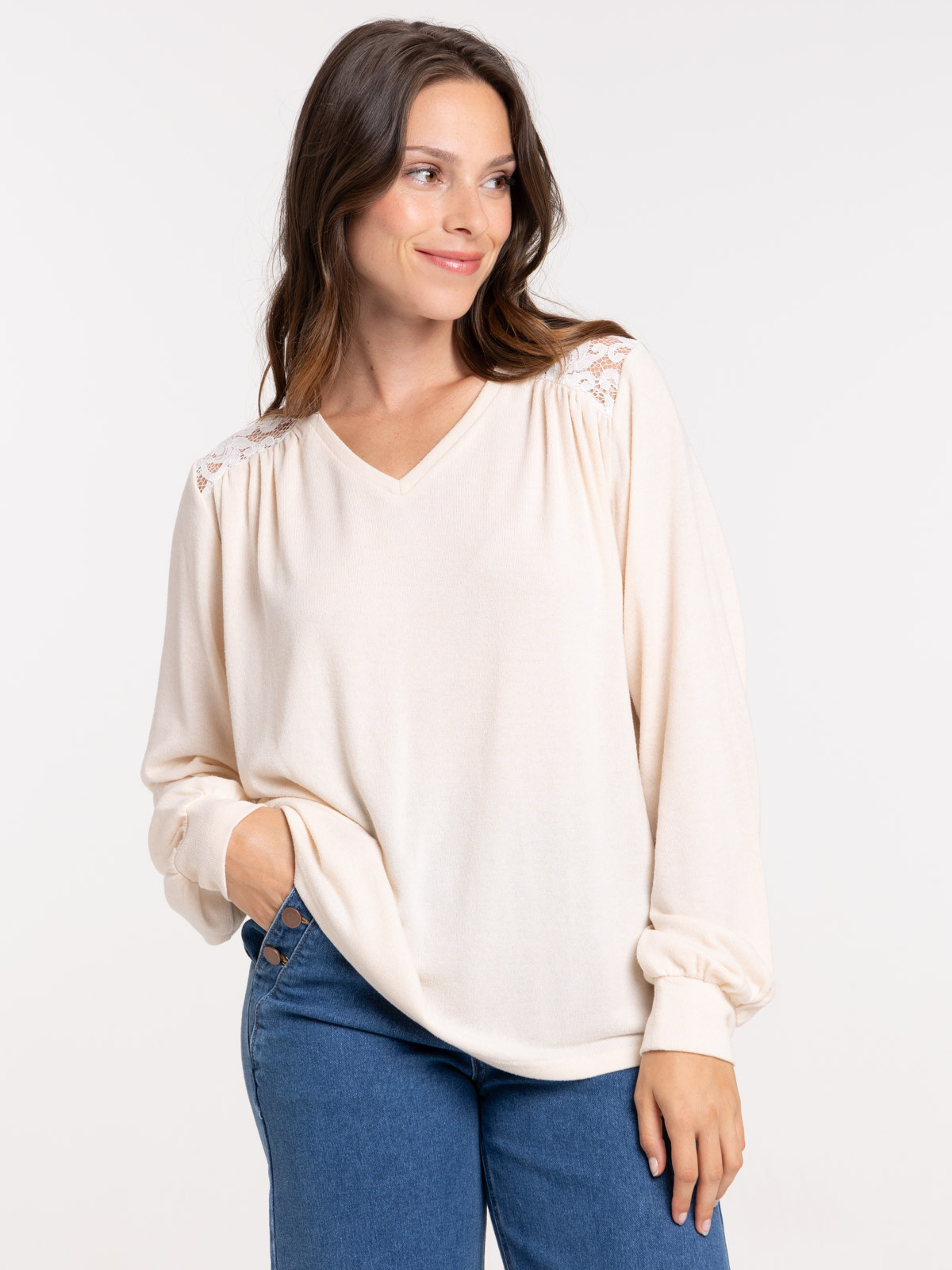 T-shirt écru chiné femme