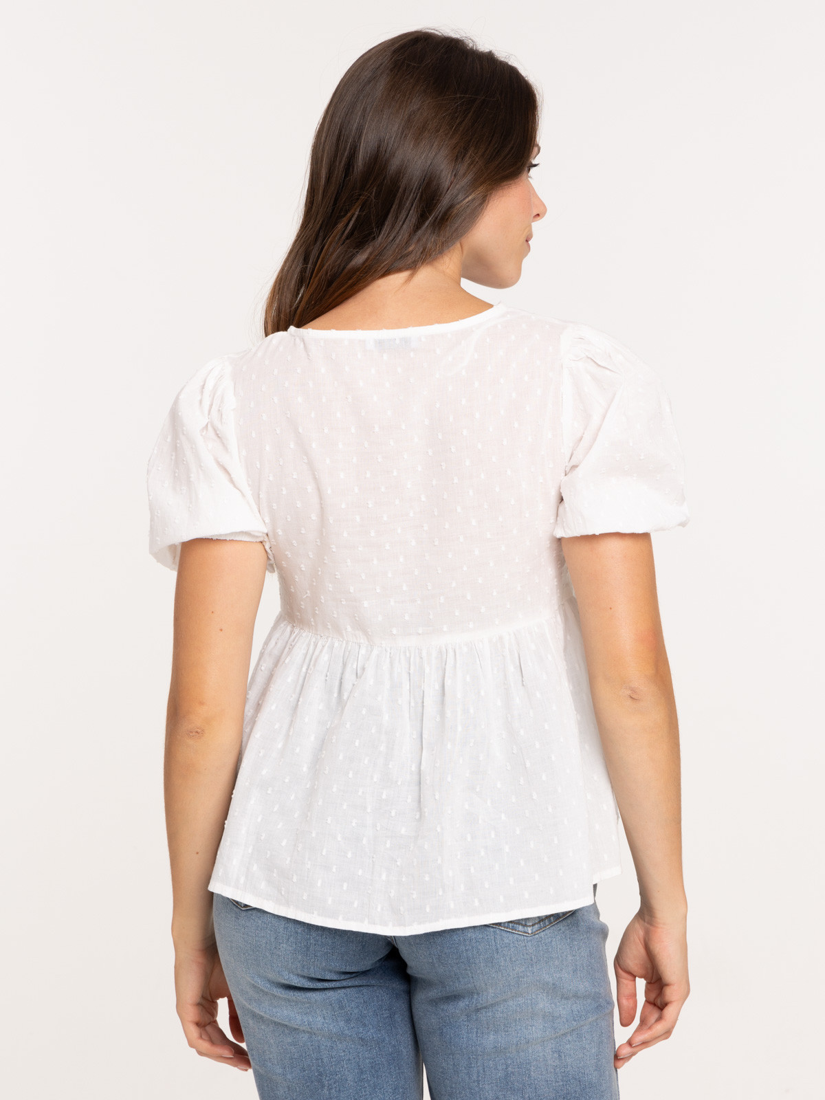 Blouse nouée blanc cassé femme