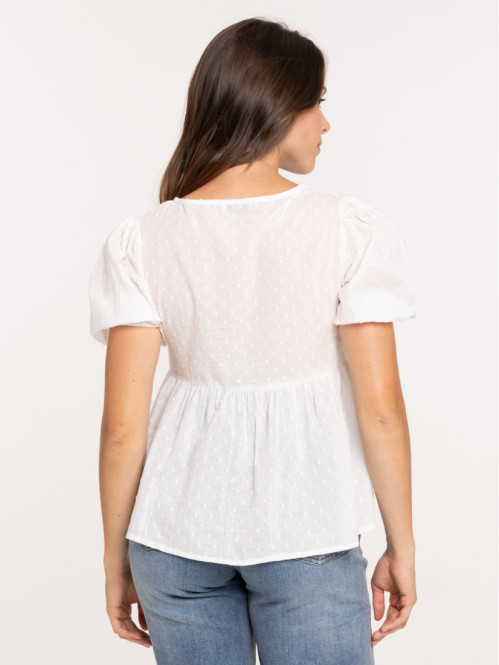 Blouse nouée blanc cassé femme