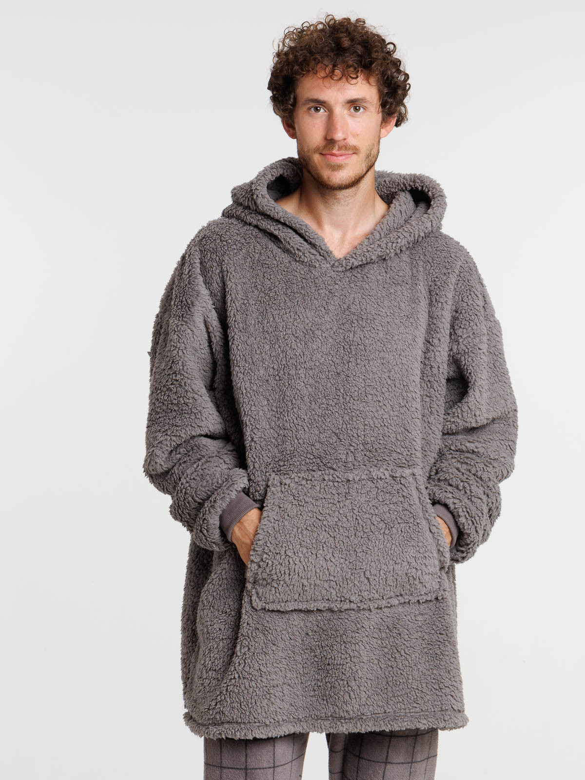 Sweat plaid gris anthracite homme
