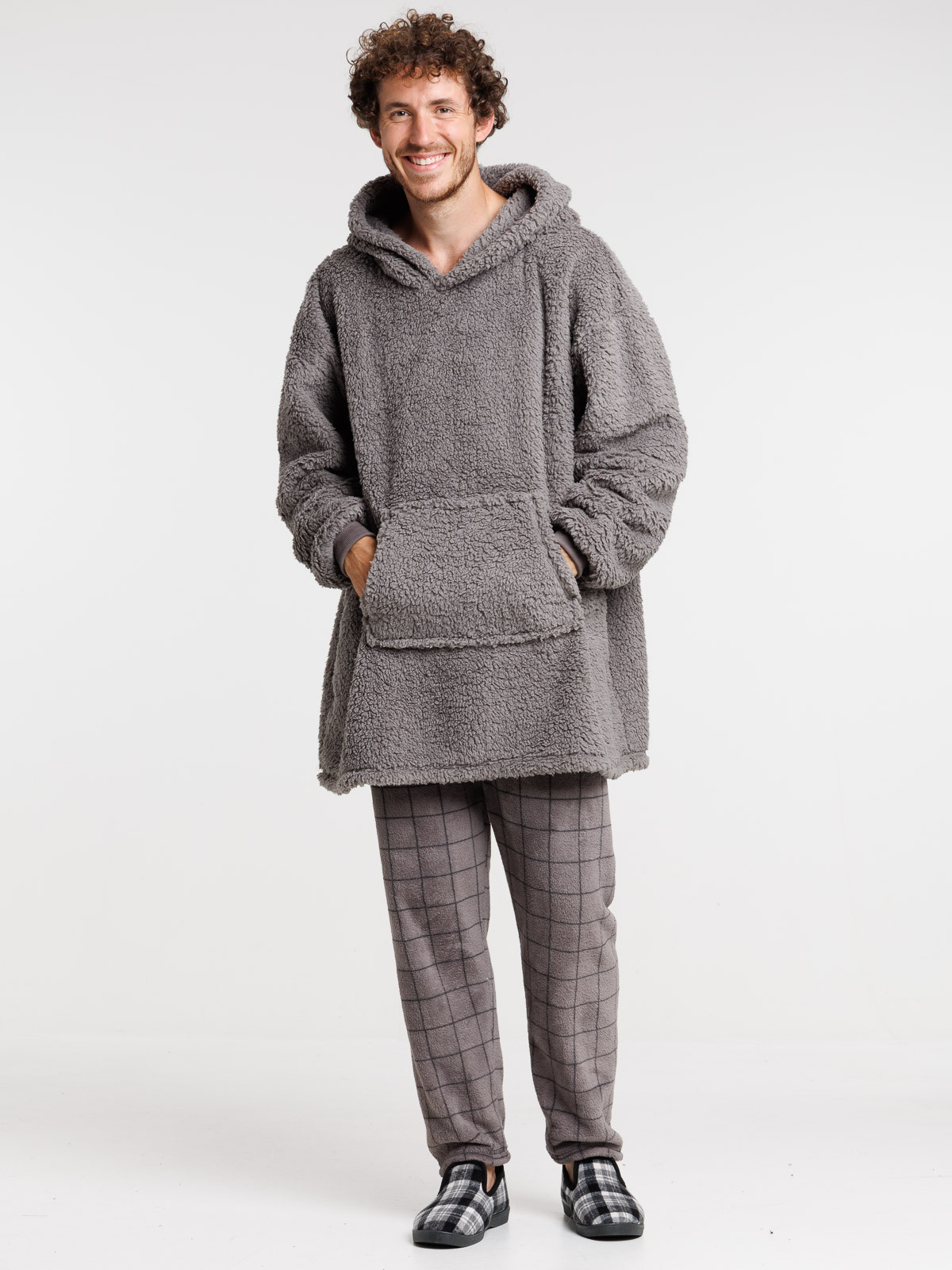 Sweat plaid gris anthracite homme