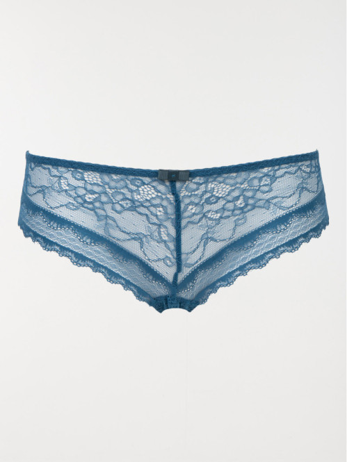 Shorty bleu à dentelle femme