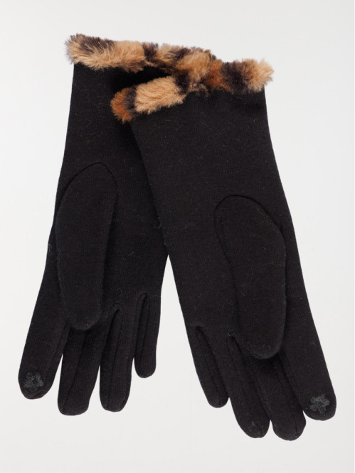 Gants noirs motif léopard...