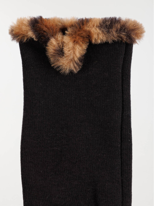 Gants noirs motif léopard...