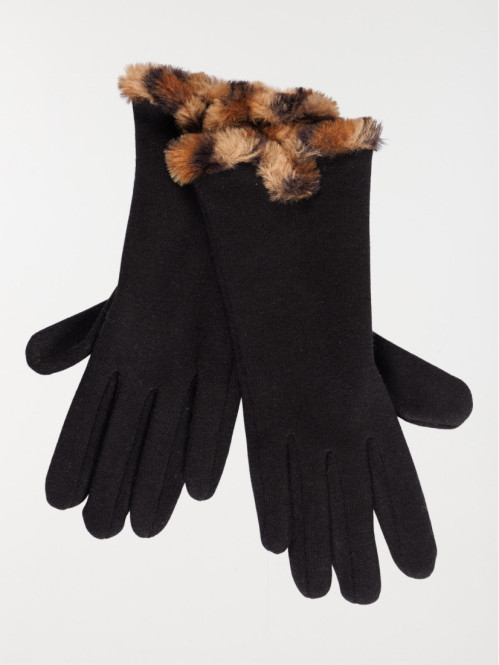 Gants noirs motif léopard...