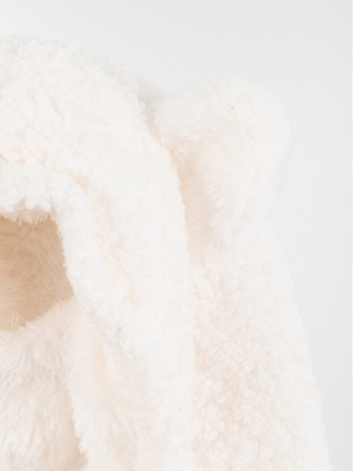 Cagoule oreilles 3D écru fille