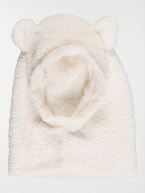 Cagoule oreilles 3D écru fille