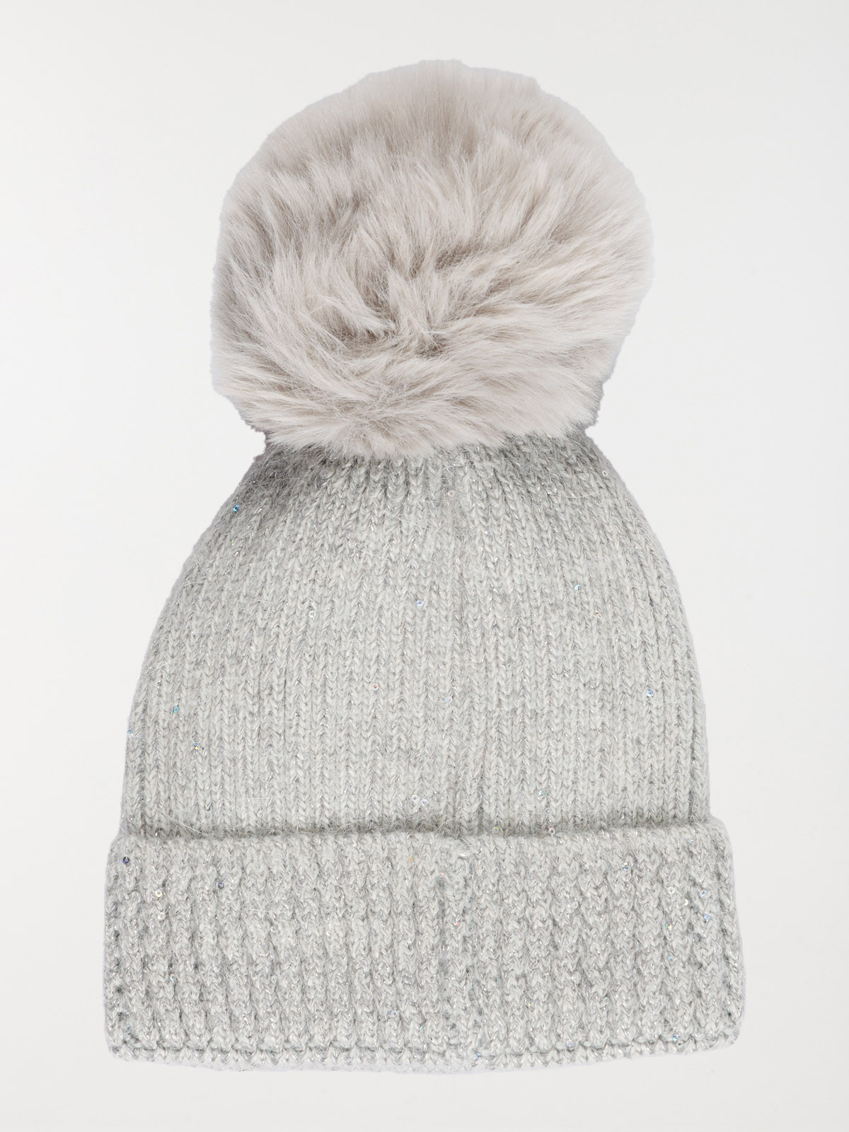 Bonnet sequins et pompon fille Bonnet sequins et pompon fille