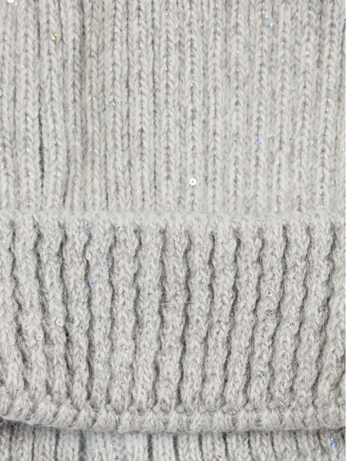 Bonnet sequins et pompon fille