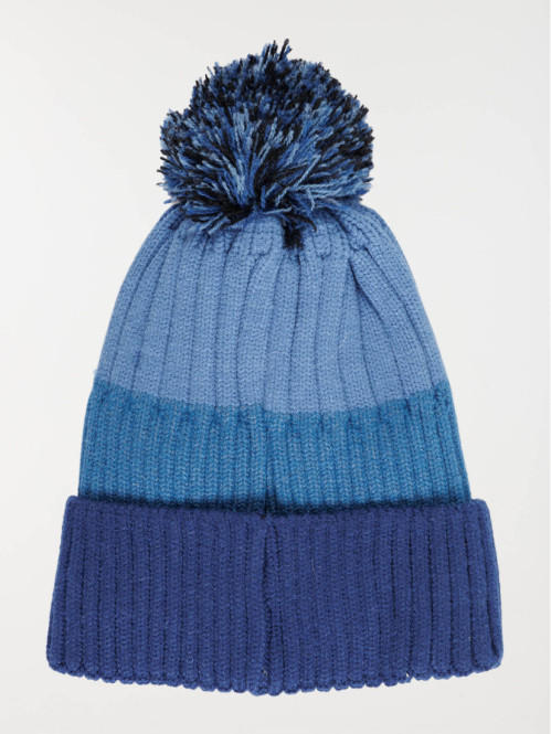 Bonnet tricolore pompon garçon