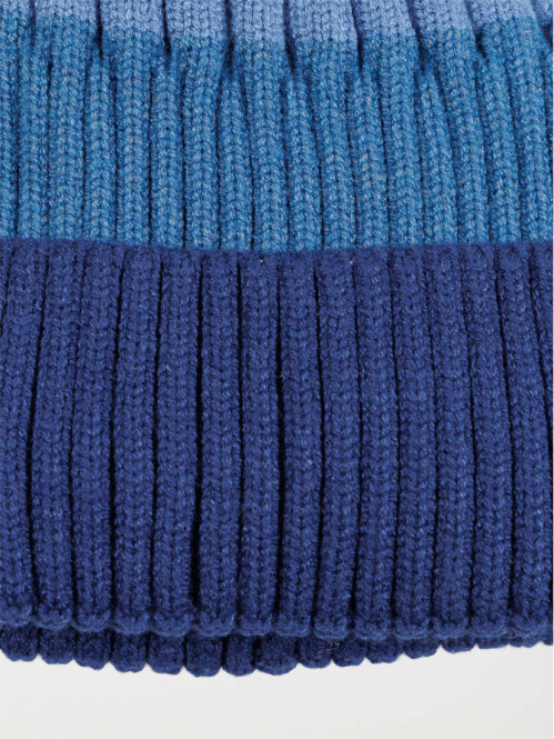 Bonnet tricolore pompon garçon