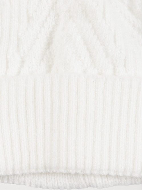 Bonnet pompon torsadé écru femme Bonnet pompon torsadé écru femme