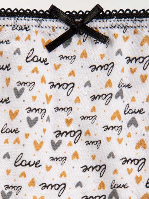 Lot de 5 slips love fille noir Lot de 5 slips love fille noir