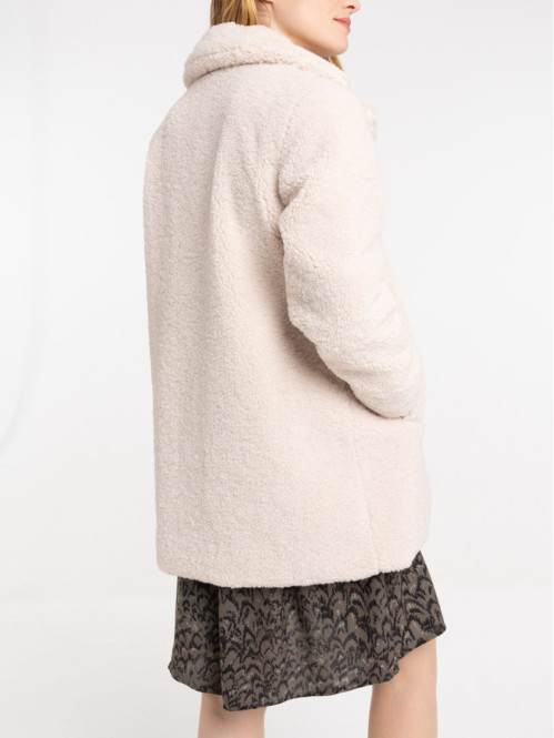 Manteau sherpa écru femme