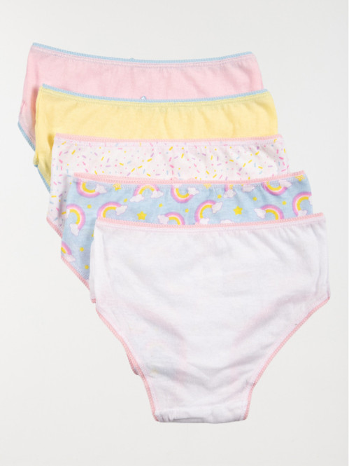 Lot de 5 slips arc-en-ciel fille Lot de 5 slips arc-en-ciel fille