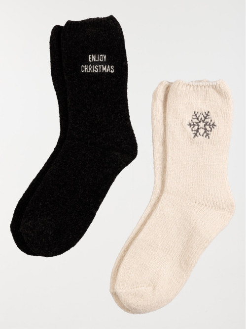 Lot de 2 chaussettes douces noël femme