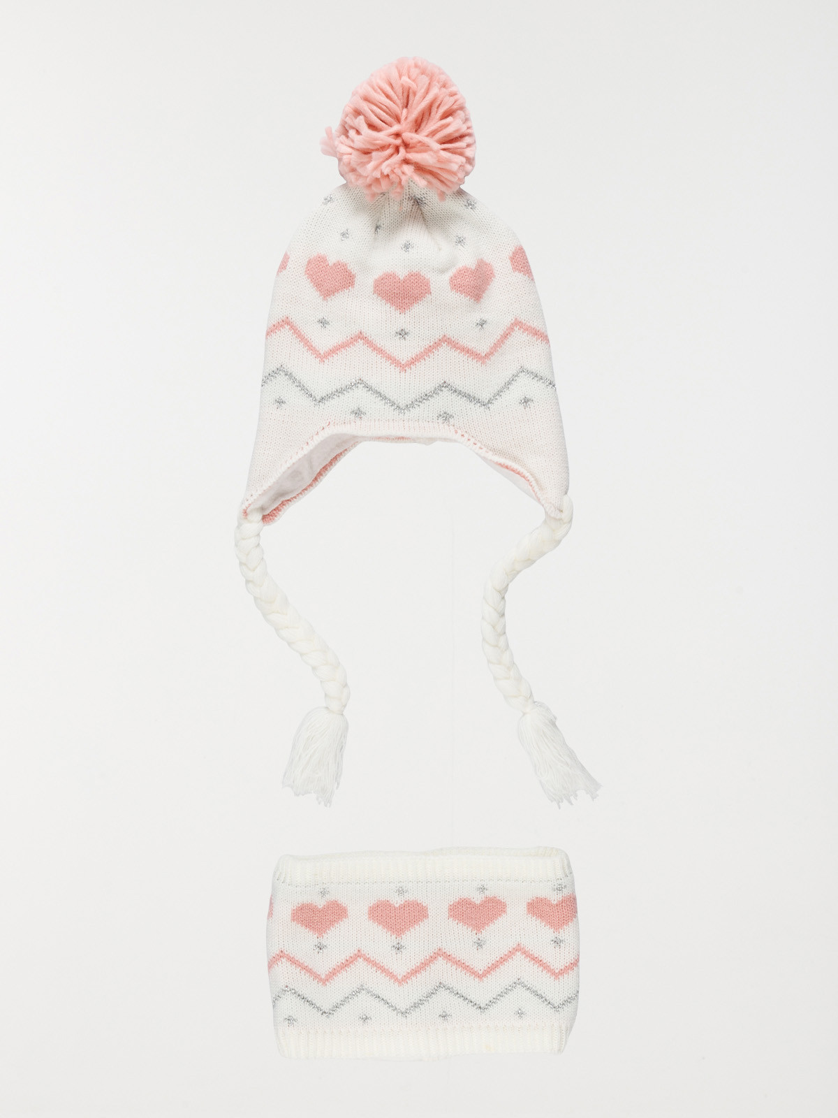 Ensemble bonnet et snood jacquard fille