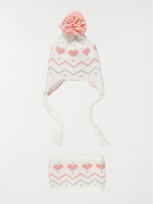 Ensemble bonnet et snood jacquard fille