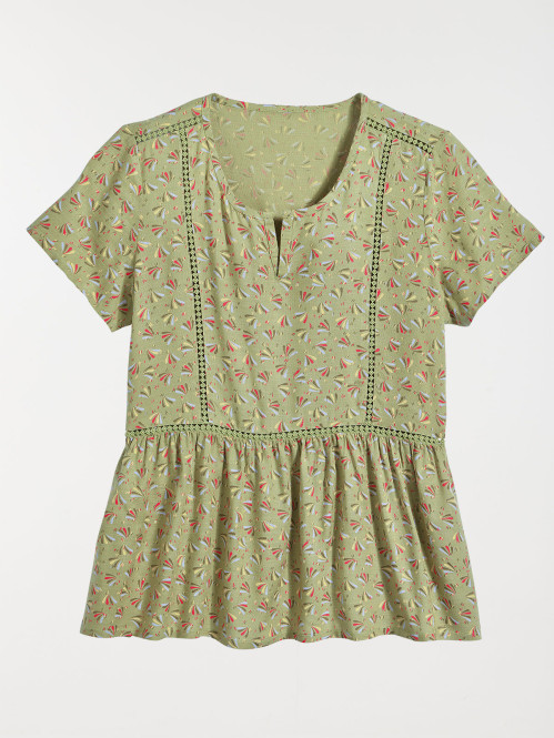 Blouse imprimée sauge femme