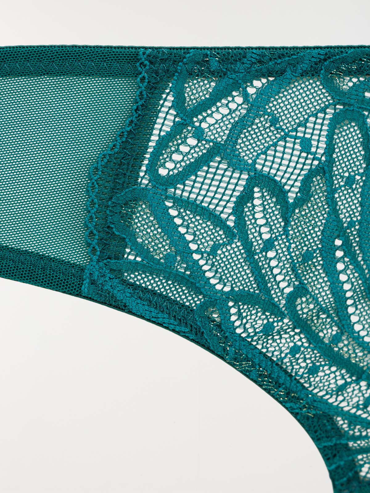 Tanga dentelle vert forêt femme