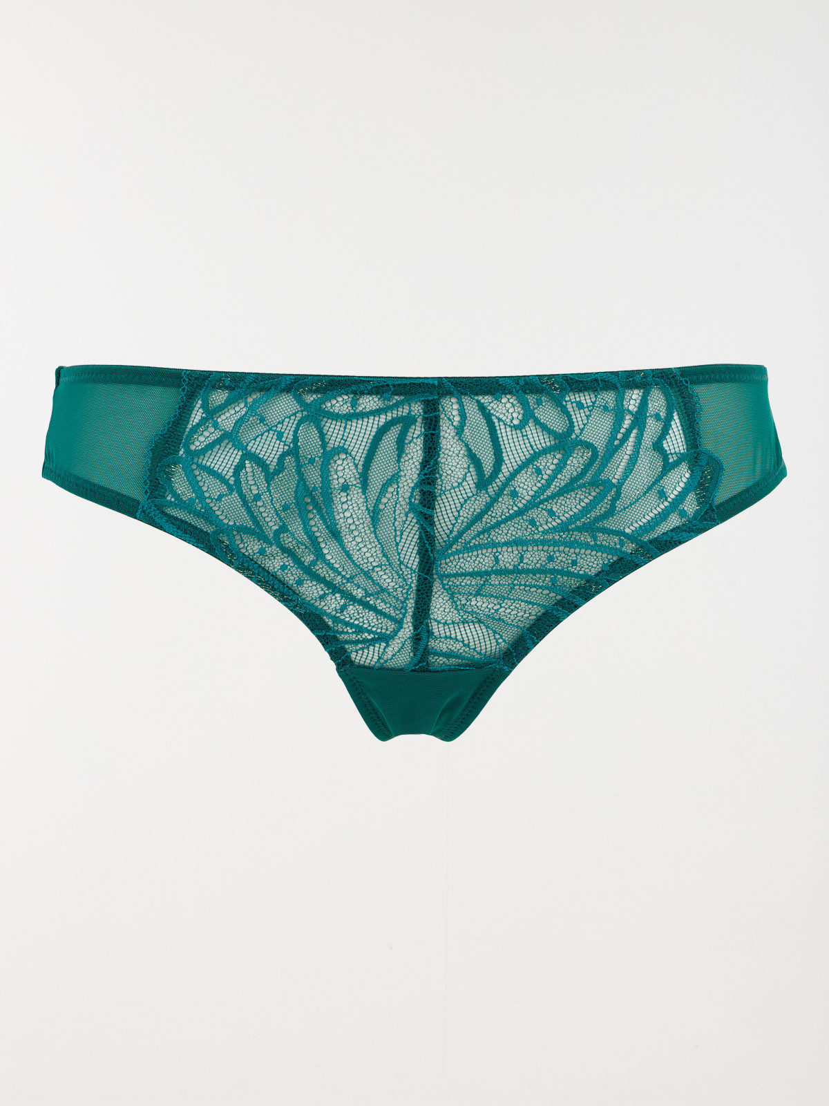 Tanga dentelle vert forêt femme
