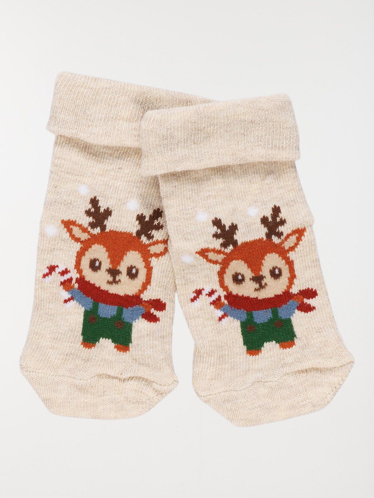 Chaussettes de noël beige cerf bébé