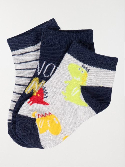3 paires chaussettes dinosaures garçon