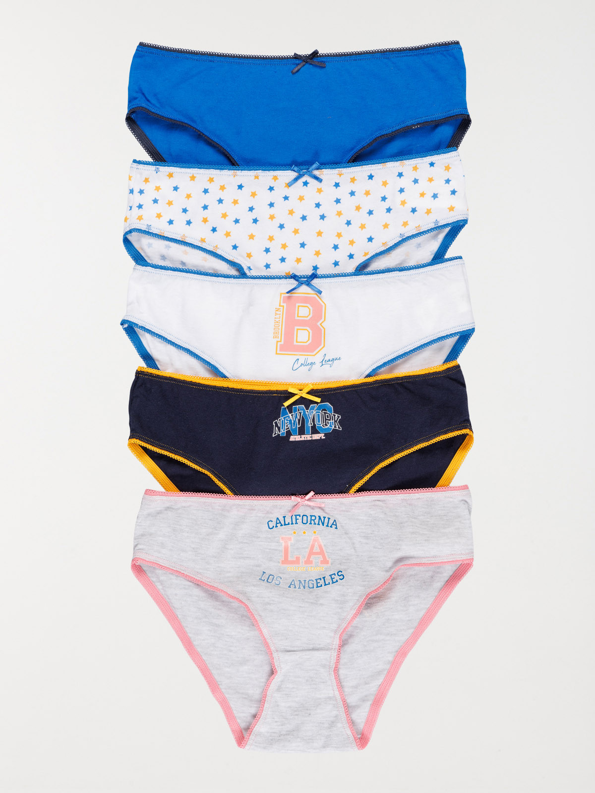 Lot de 5 culottes collège fille