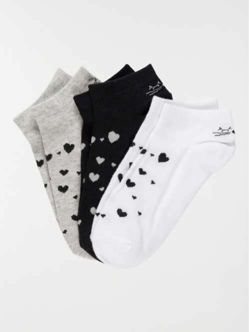 Lot de 3 paires chaussettes chat femme