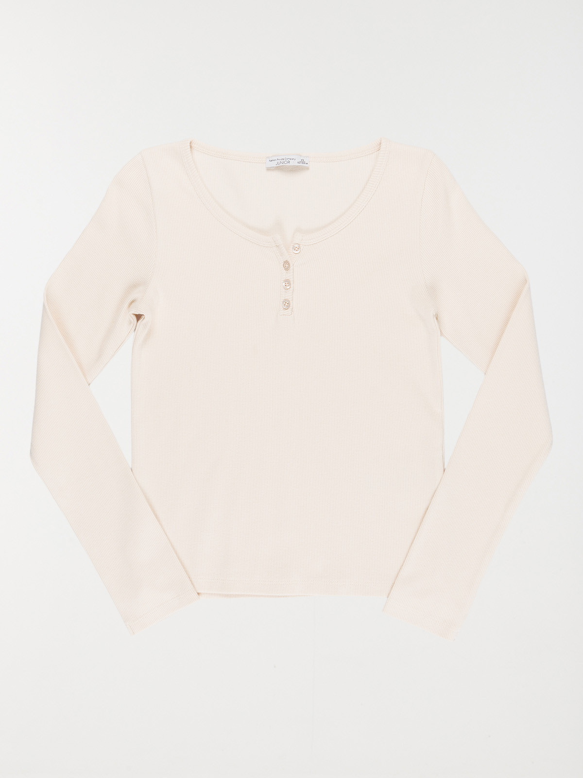 T-shirt col rond boutonné fille (XXS-M)