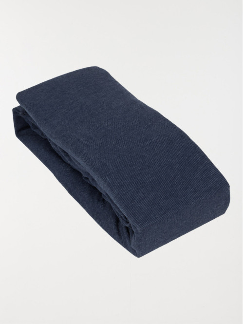 Drap housse jersey 140x190 cm bleu chiné