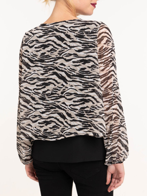 Blouse imprimée collier femme Blouse imprimée collier femme