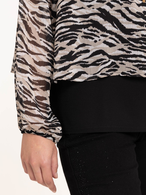 Blouse imprimée collier femme Blouse imprimée collier femme
