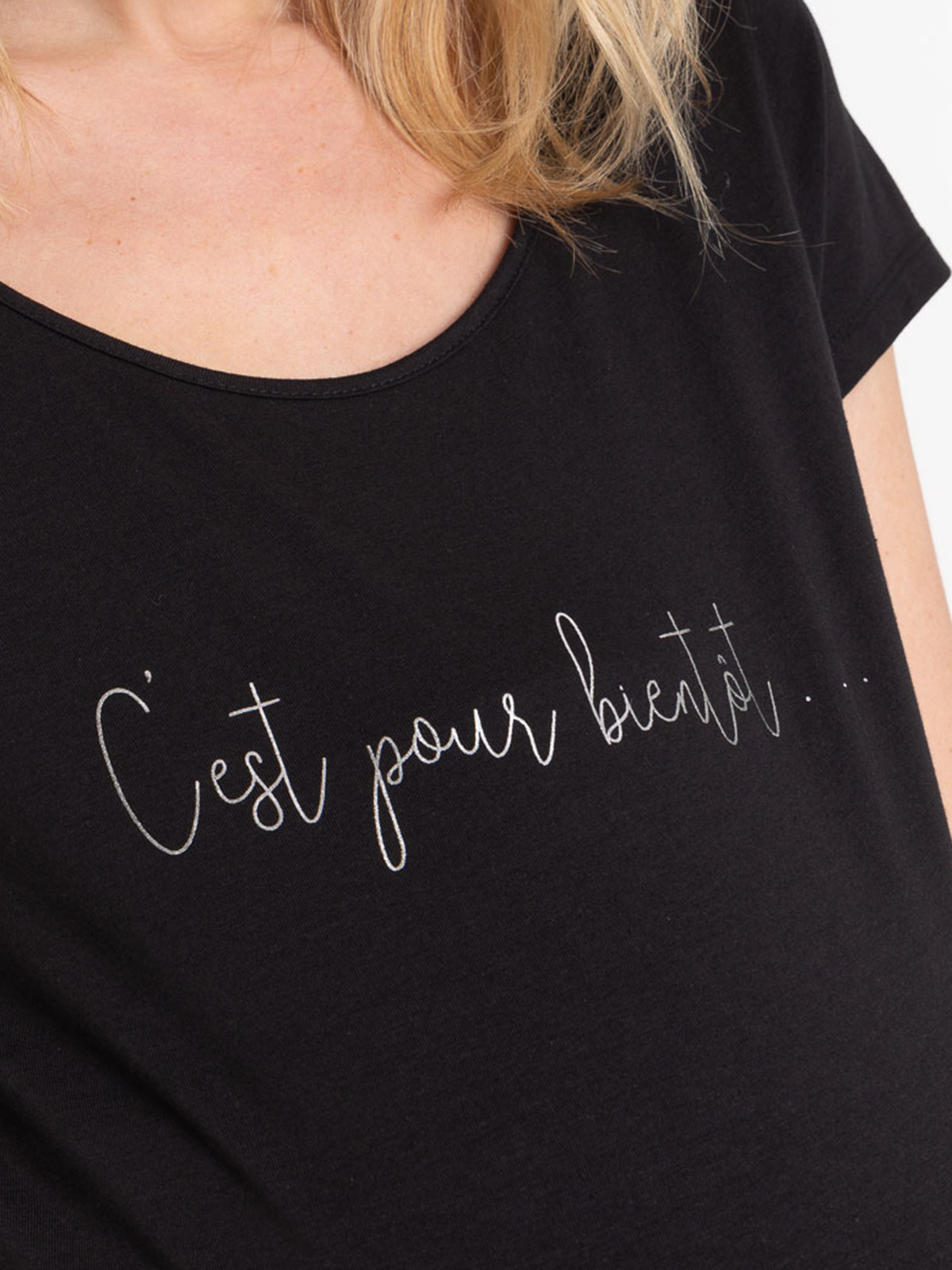 T-shirt maternité noir à message femme