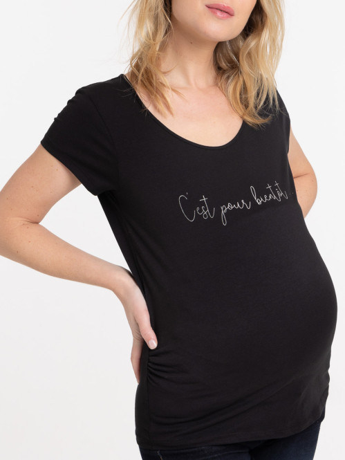 T-shirt maternité noir à...