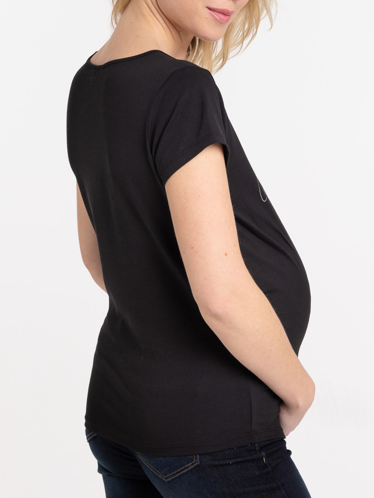 T-shirt maternité noir à message femme