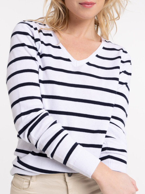 Pull rayé basique femme