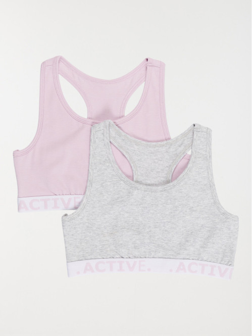 Lot de 2 brassières fille dos nageur