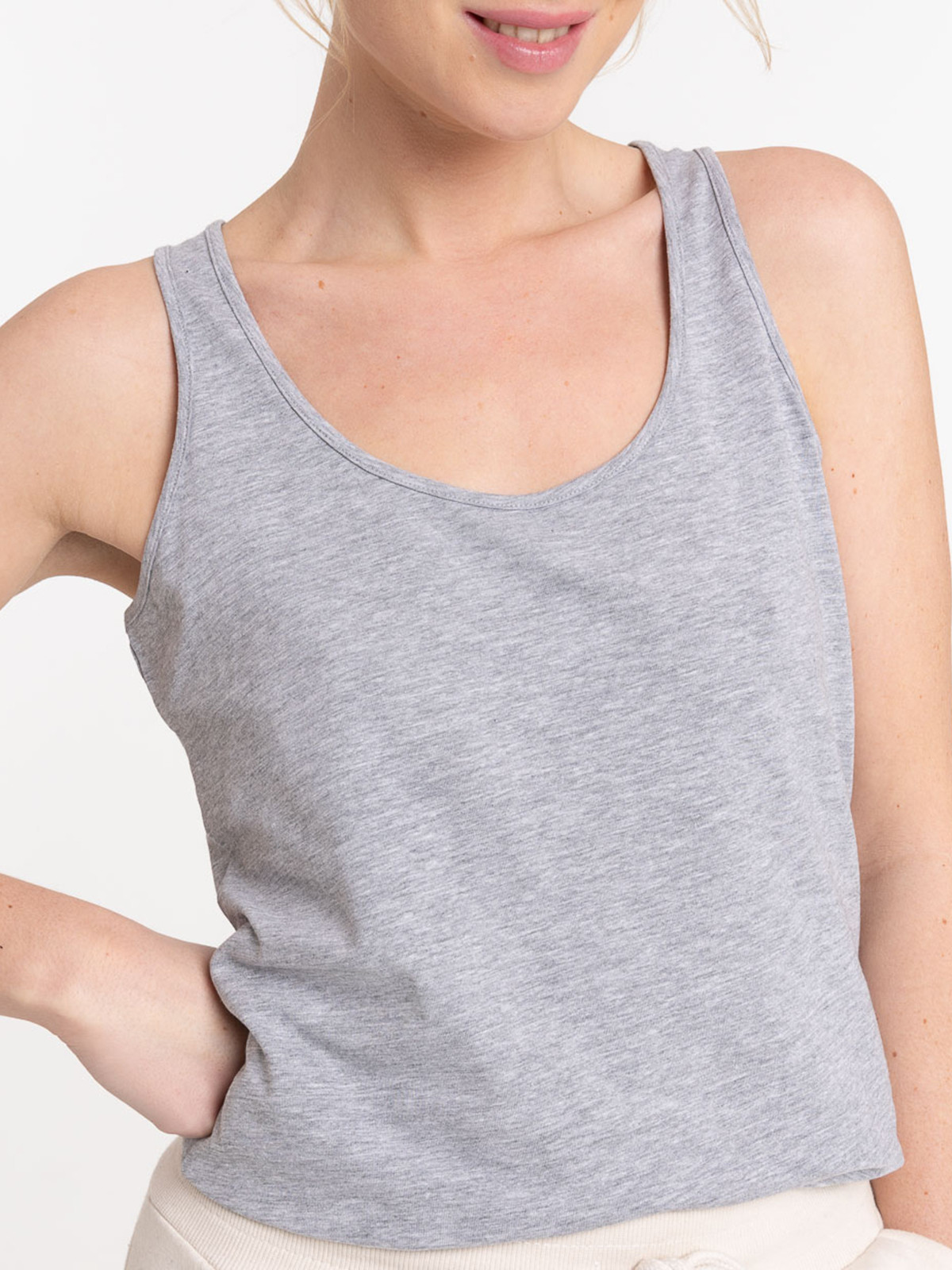 Débardeur basique gris chiné femme