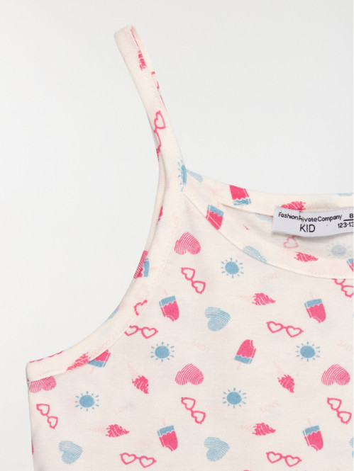 Nuisette écru motifs fille (3-12A) Nuisette écru motifs fille (3-12A)