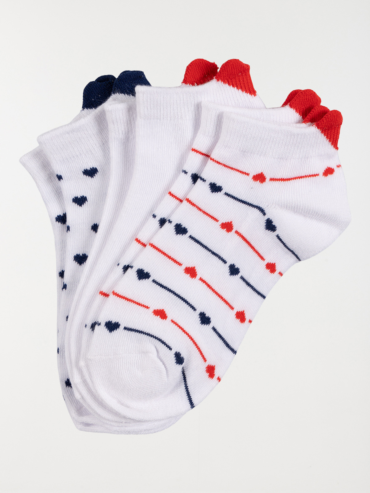 Lot de 3 chaussettes basses coeur fille
