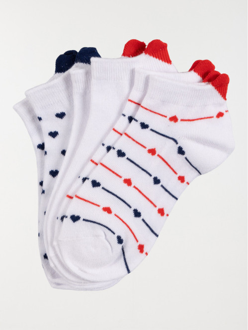 Lot de 3 chaussettes basses coeur fille