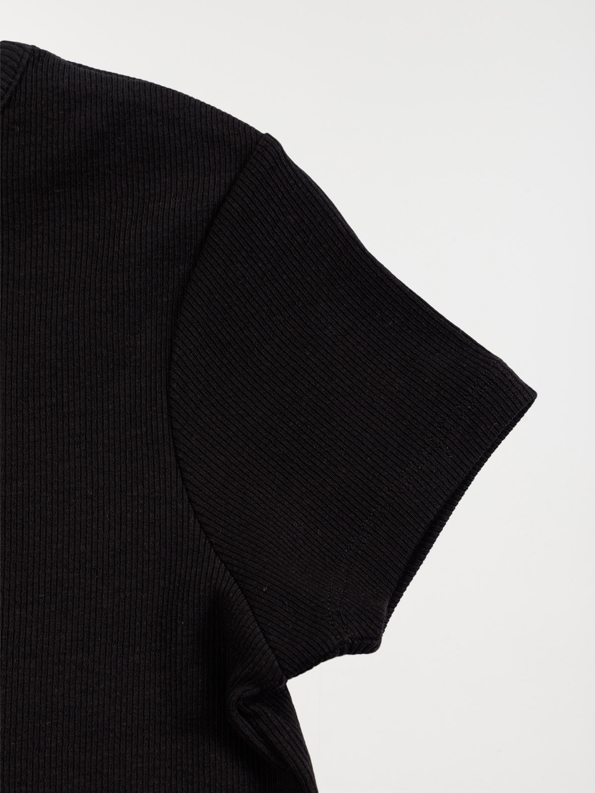 Tee-shirt côtelé noir fille (XXS-M)