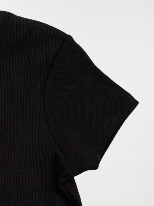 Tee-shirt côtelé noir fille...