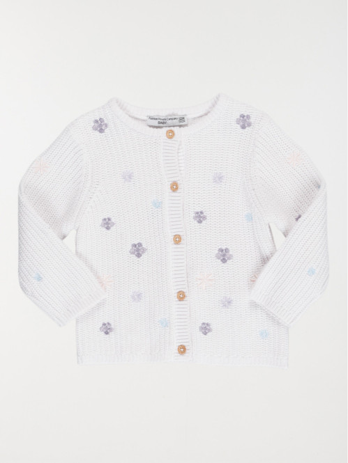 Gilet blanc fleuri fille...