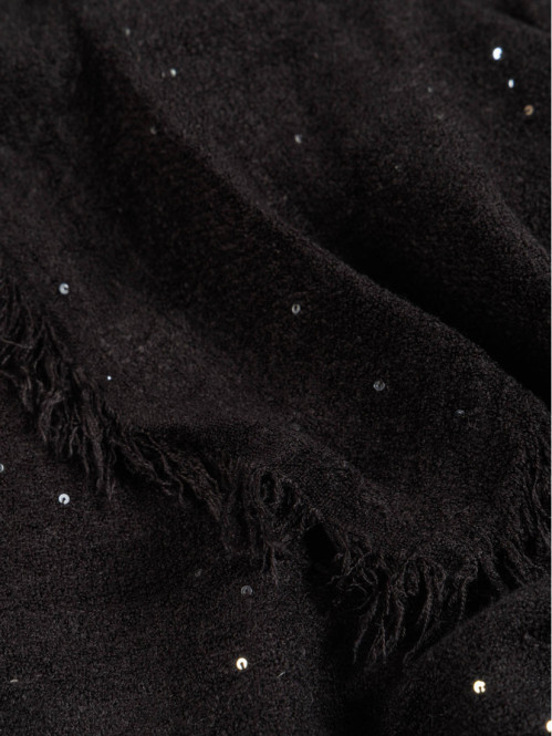 Écharpe noire avec paillettes femme