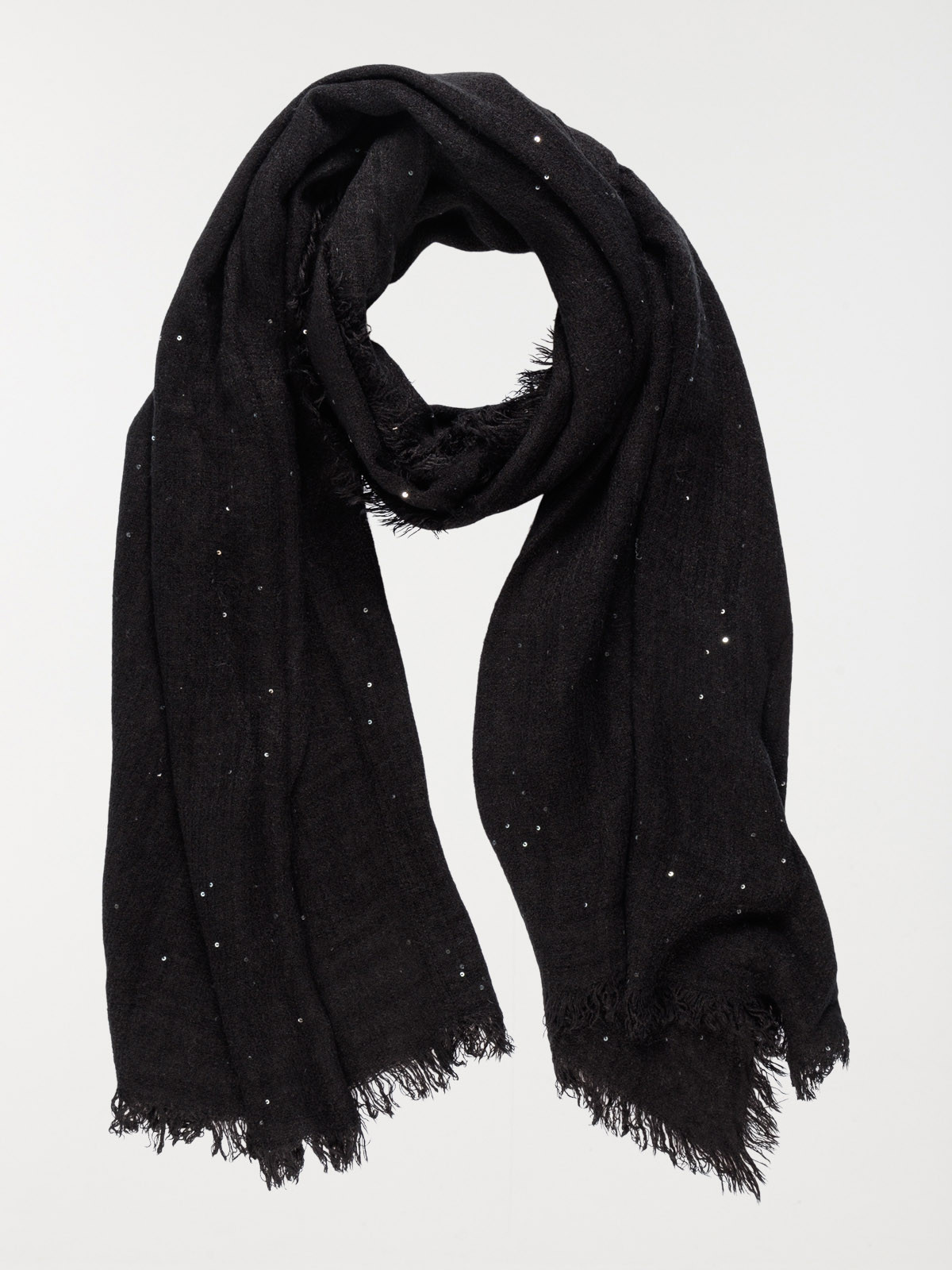 Écharpe noire avec paillettes femme