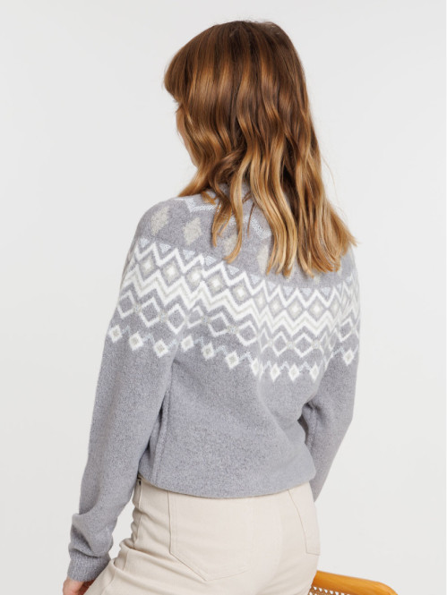 Pull jacquard gris chiné femme Pull jacquard gris chiné femme