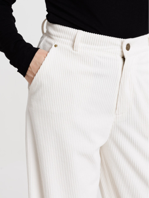 Pantalon large velours écru...